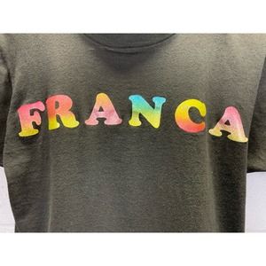 Vtg 1980s Single Stitch Black T-shirt Rainbow Letters Name T-shirt Franca Small